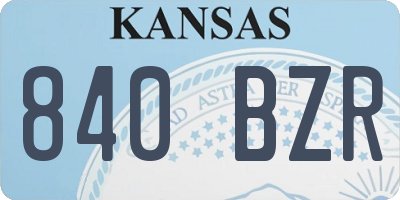 KS license plate 840BZR
