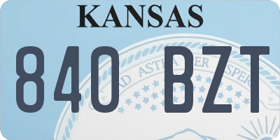 KS license plate 840BZT