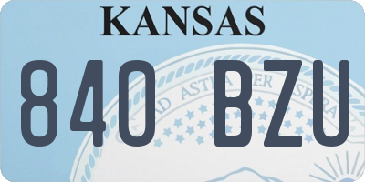KS license plate 840BZU