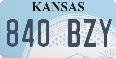 KS license plate 840BZY