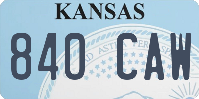 KS license plate 840CAW