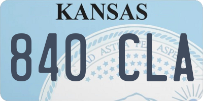 KS license plate 840CLA