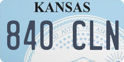 KS license plate 840CLN