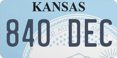 KS license plate 840DEC