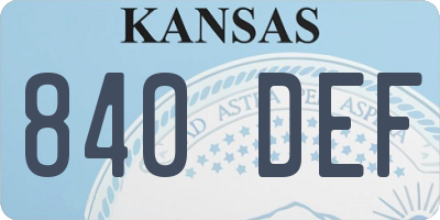 KS license plate 840DEF