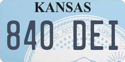 KS license plate 840DEI