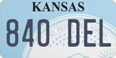 KS license plate 840DEL
