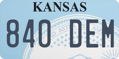 KS license plate 840DEM