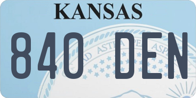 KS license plate 840DEN