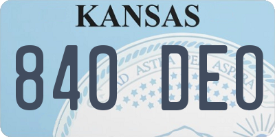 KS license plate 840DEO
