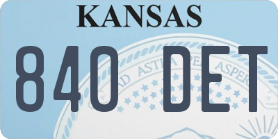 KS license plate 840DET