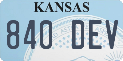 KS license plate 840DEV