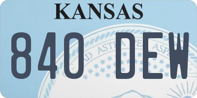 KS license plate 840DEW