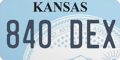 KS license plate 840DEX