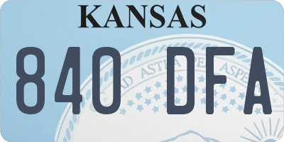 KS license plate 840DFA