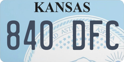 KS license plate 840DFC