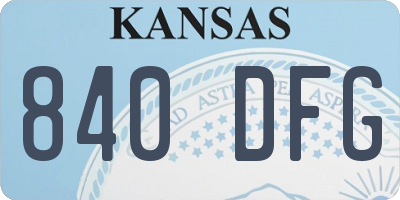 KS license plate 840DFG