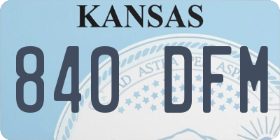 KS license plate 840DFM