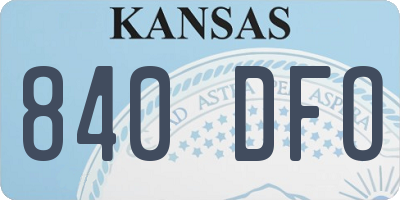 KS license plate 840DFO