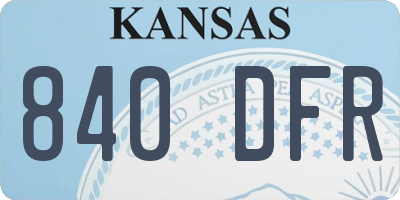 KS license plate 840DFR