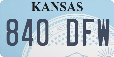 KS license plate 840DFW