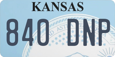 KS license plate 840DNP