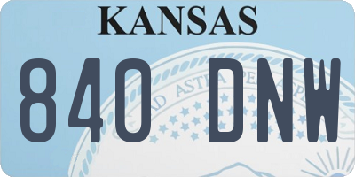 KS license plate 840DNW