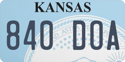 KS license plate 840DOA