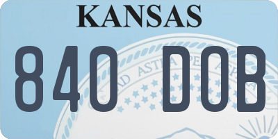 KS license plate 840DOB