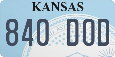 KS license plate 840DOD