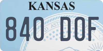 KS license plate 840DOF