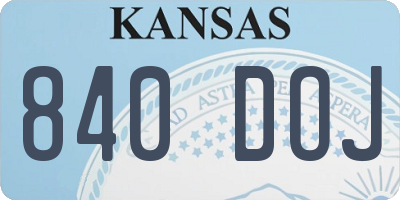 KS license plate 840DOJ