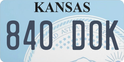KS license plate 840DOK