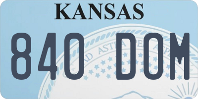 KS license plate 840DOM