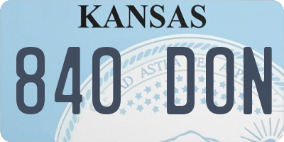 KS license plate 840DON