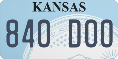 KS license plate 840DOO