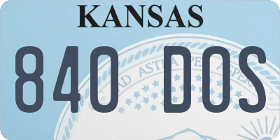 KS license plate 840DOS