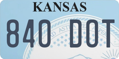 KS license plate 840DOT
