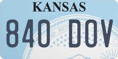 KS license plate 840DOV