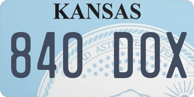 KS license plate 840DOX