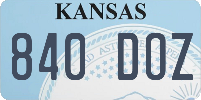 KS license plate 840DOZ