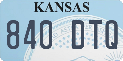 KS license plate 840DTQ