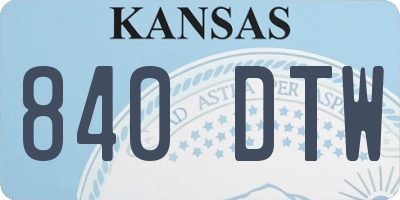 KS license plate 840DTW