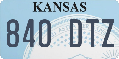 KS license plate 840DTZ