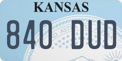 KS license plate 840DUD