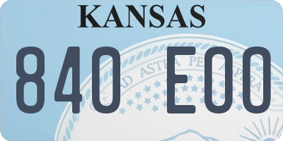 KS license plate 840EOO
