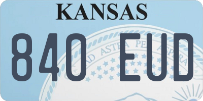 KS license plate 840EUD