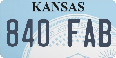 KS license plate 840FAB