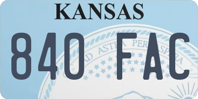 KS license plate 840FAC