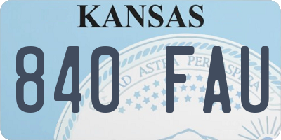 KS license plate 840FAU